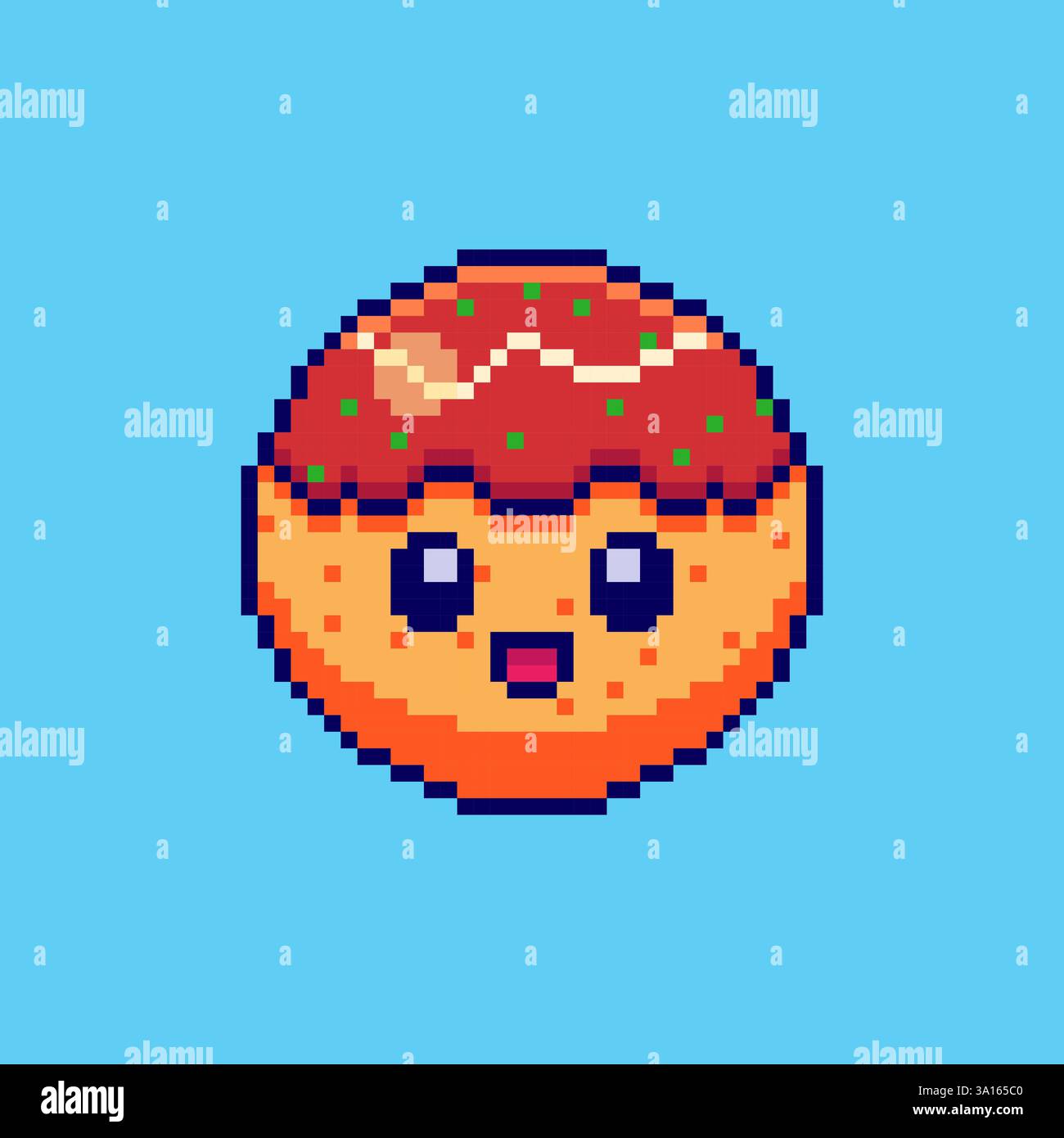 Pixelkunst niedliches Takoyaki-Spiel-Asset-Design Stock Vektor