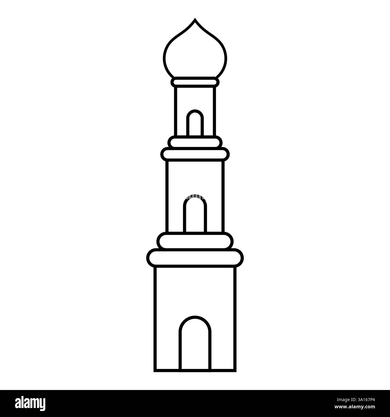 Majestätischer Minarettturm Unter Dem Goldenen Sonnenuntergang Stock Vektor