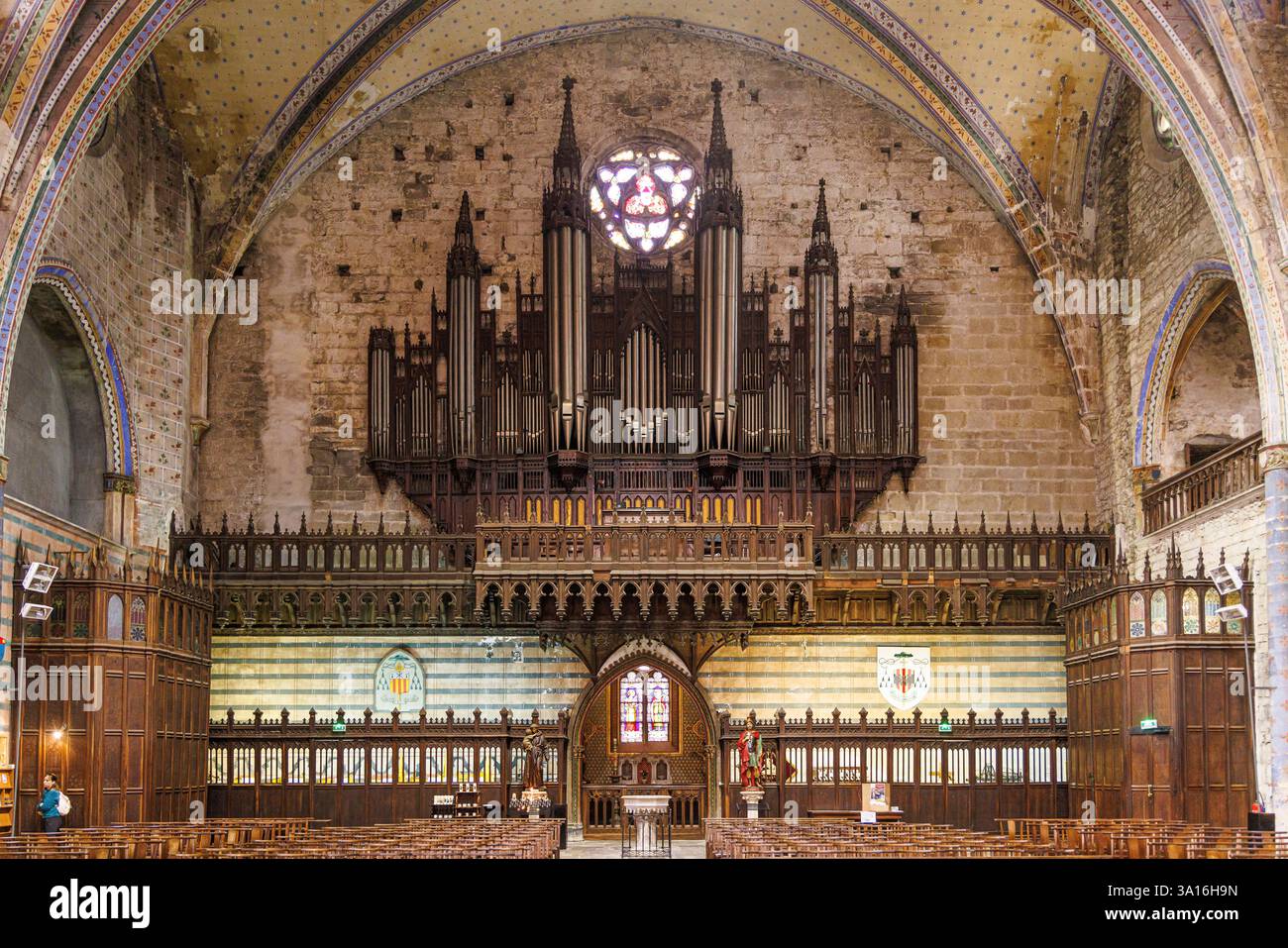 Frankreich, Ariège, Mirepoix, bastide, Orgeln der Kirche St. Maurice Stockfoto