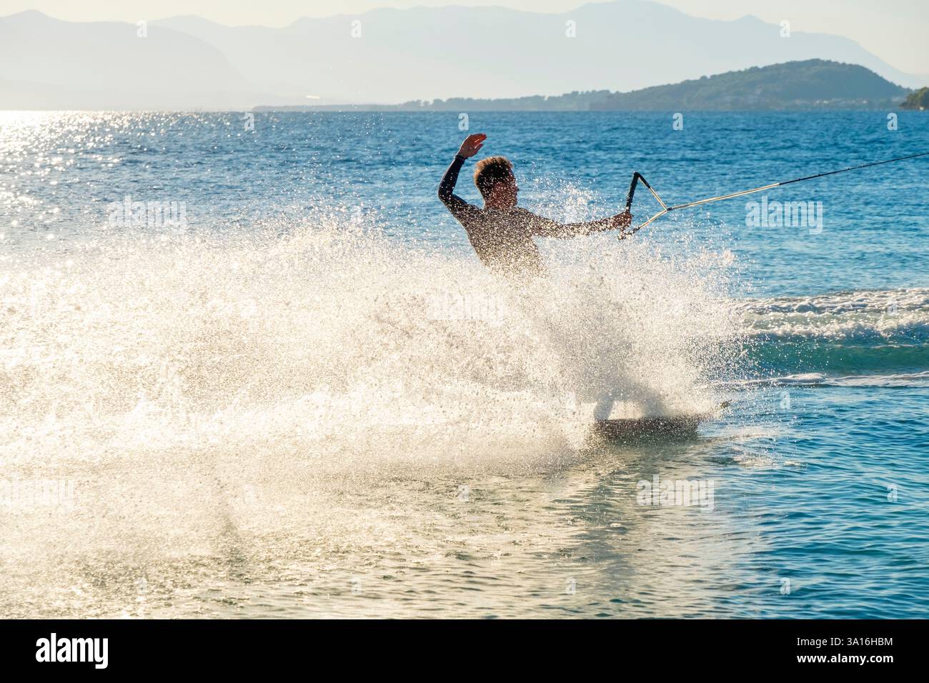 Griechenland, Regionalbezirk Evia, Club Med Gregolimano, Wake-Board-Show Stockfoto