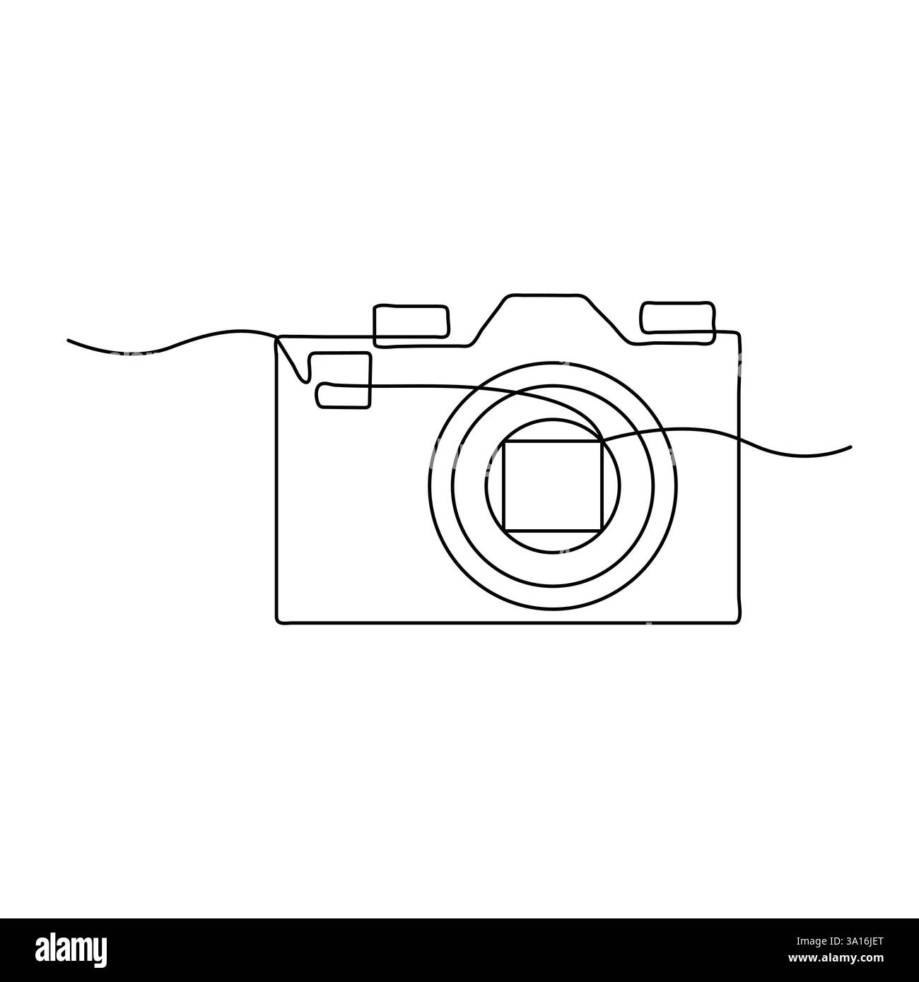 Durchgehende einzeilige Kunstzeichnung mit klassischem Kamerastil und umrissener Vektorillustration Stock Vektor