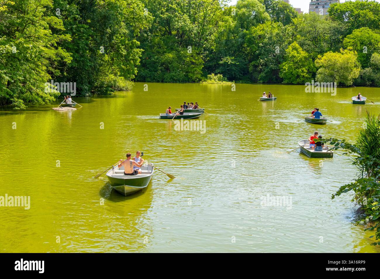 Usa, New York State, New York City, Manhattan, Central Park, der See, Boote Stockfoto