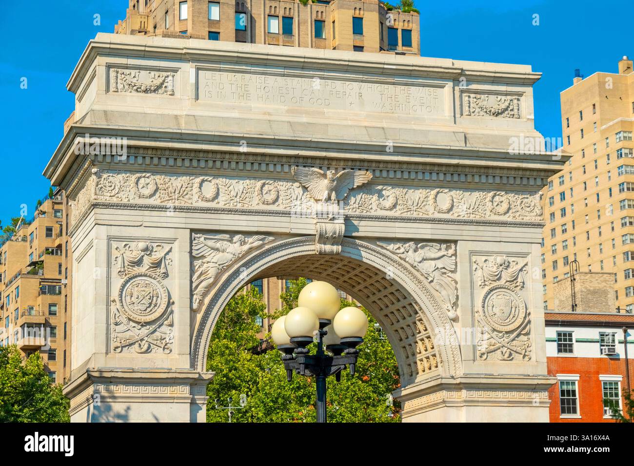 Usa, New York State, New York City, Manhattan, Greenwich Village, Washington Square, Triumphbogen Stockfoto