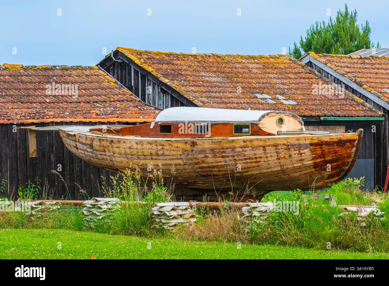 Frankreich, Gironde, La Teste-de-Buch, Tour du Bassin d'Arcachon, der Austernhafen von La Teste Stockfoto