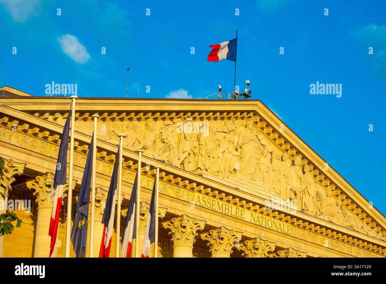Frankreich, Paris, von der UNESCO als Weltkulturerbe gelistetes Gebiet, Palais Bourbon, Sitz der Nationalversammlung Stockfoto