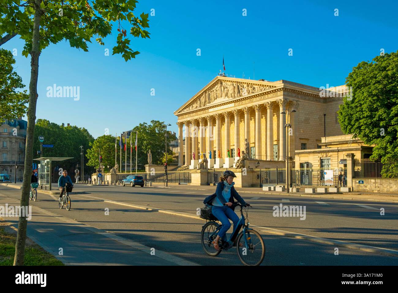 Frankreich, Paris, von der UNESCO als Weltkulturerbe gelistetes Gebiet, Palais Bourbon, Sitz der Nationalversammlung Stockfoto