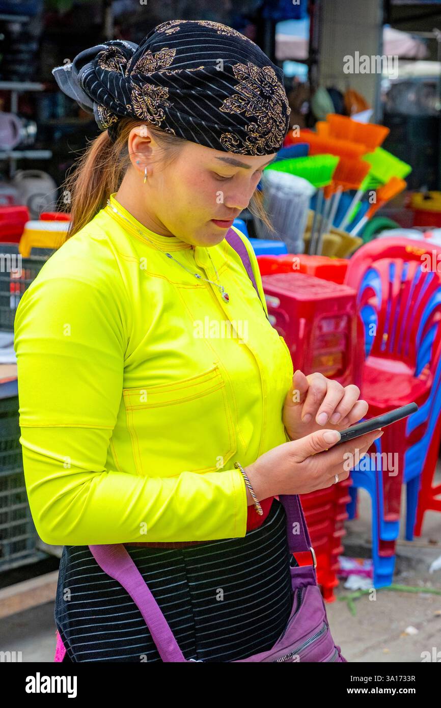Vietnam, Upper Tonkin, Dong Van Provinz, Dong Van, der Wochenmarkt der Hmong ethnischen Gruppen Stockfoto