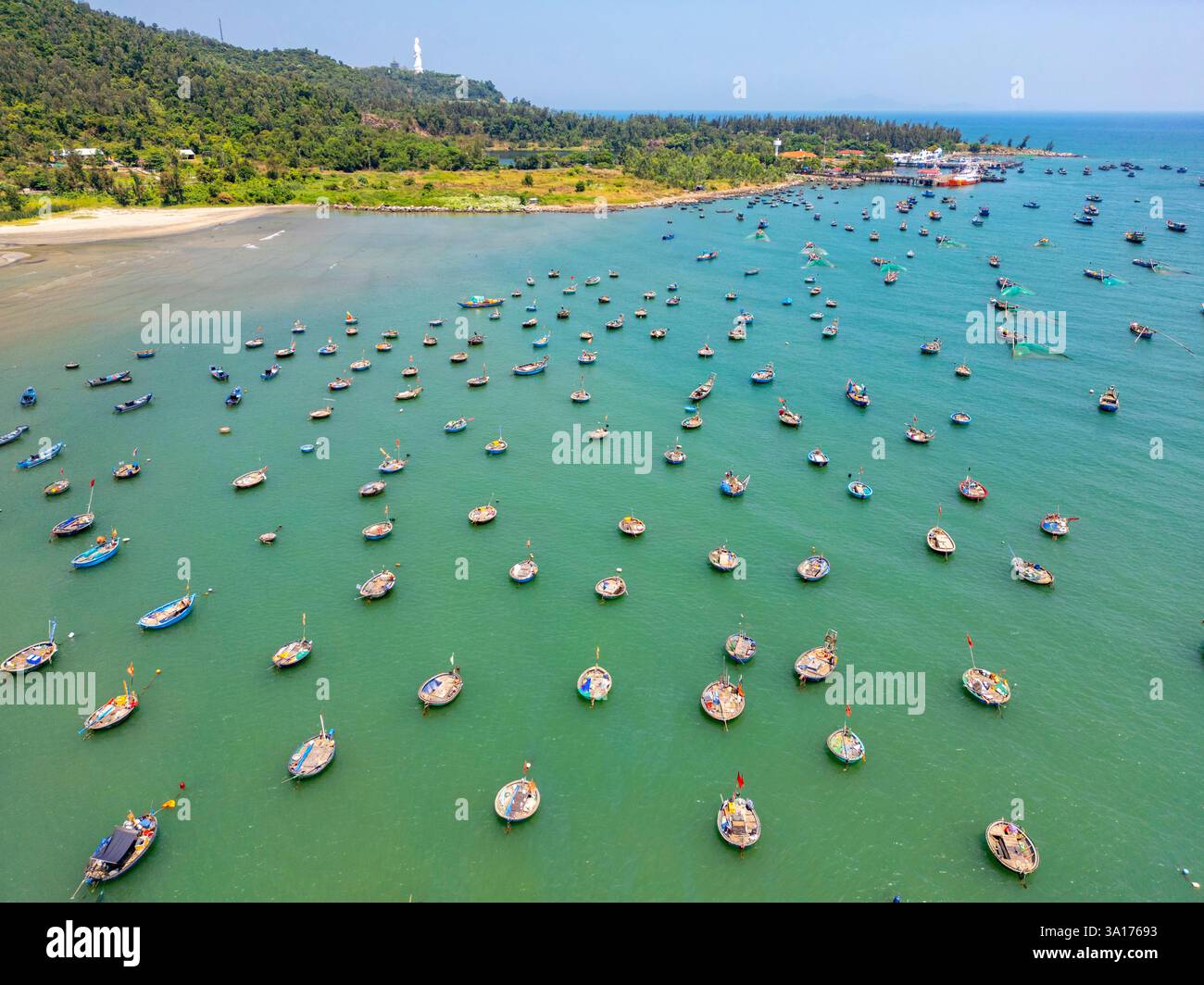 Vietnam, Center, da Nang, Bãi t?m man Thái Beach, Korbboote oder Thung Cai, Bambuskorbboote (aus der Vogelperspektive) Stockfoto