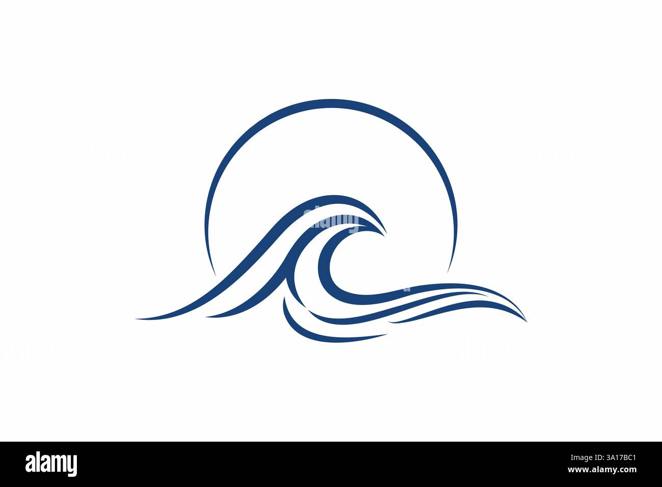 Minimalistisches Wave- und Sun-Logo-Design für Strand- und Surfmarken Stock Vektor