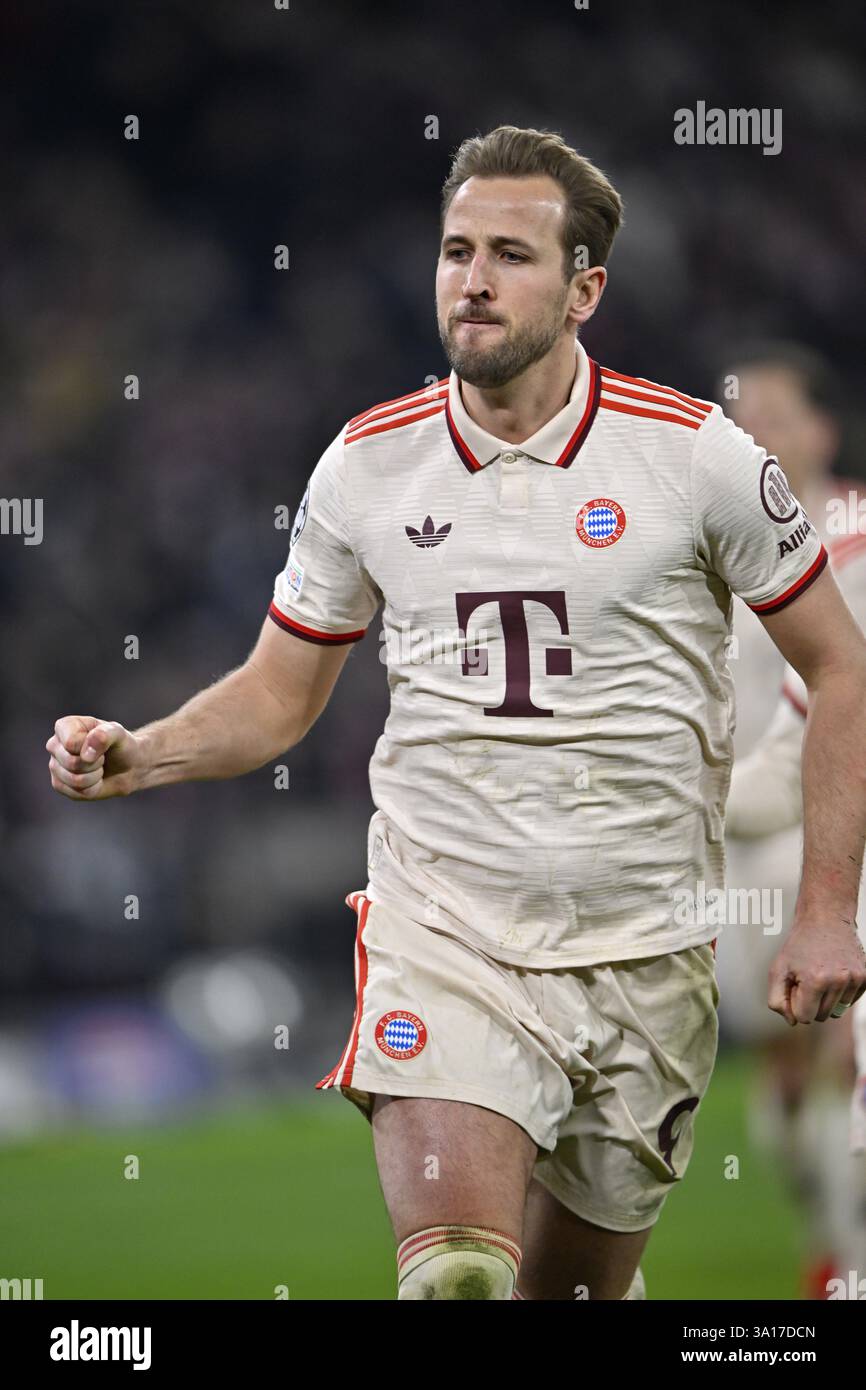 Torfeier Harry Kane FC Bayern München FCB (09) UEFA Champions League Allianz Arena, München, Bayern, Deutschland, Europa Stockfoto