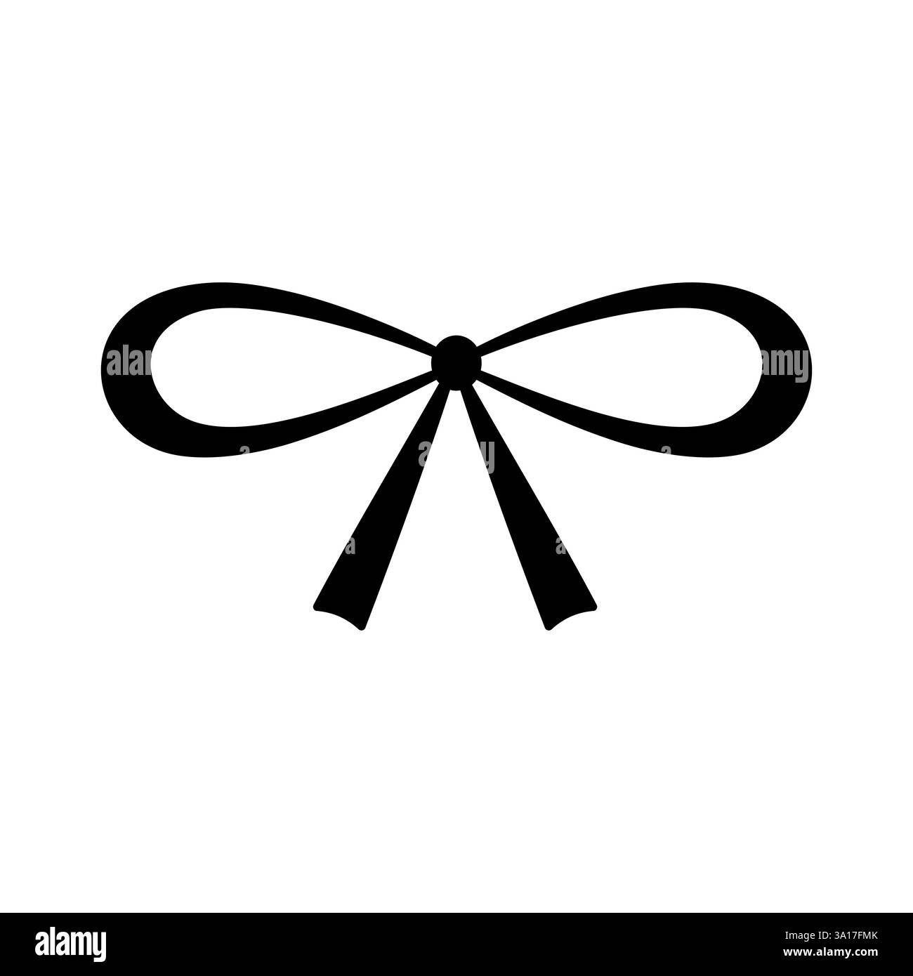 Symbol mit handgezeichneter, gebundener Schleife. Silhouette mit gebundenem Band im Doodle-Stil. Dekorationselement der Modellstruktur. Isoliert auf weiß. Vektor Stock Vektor