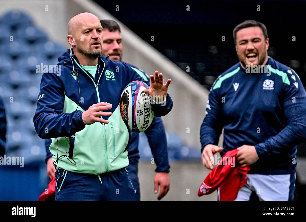 Scotland Rugby Team, Captain's Run, Murrayfield 07/03/25 Stockfoto