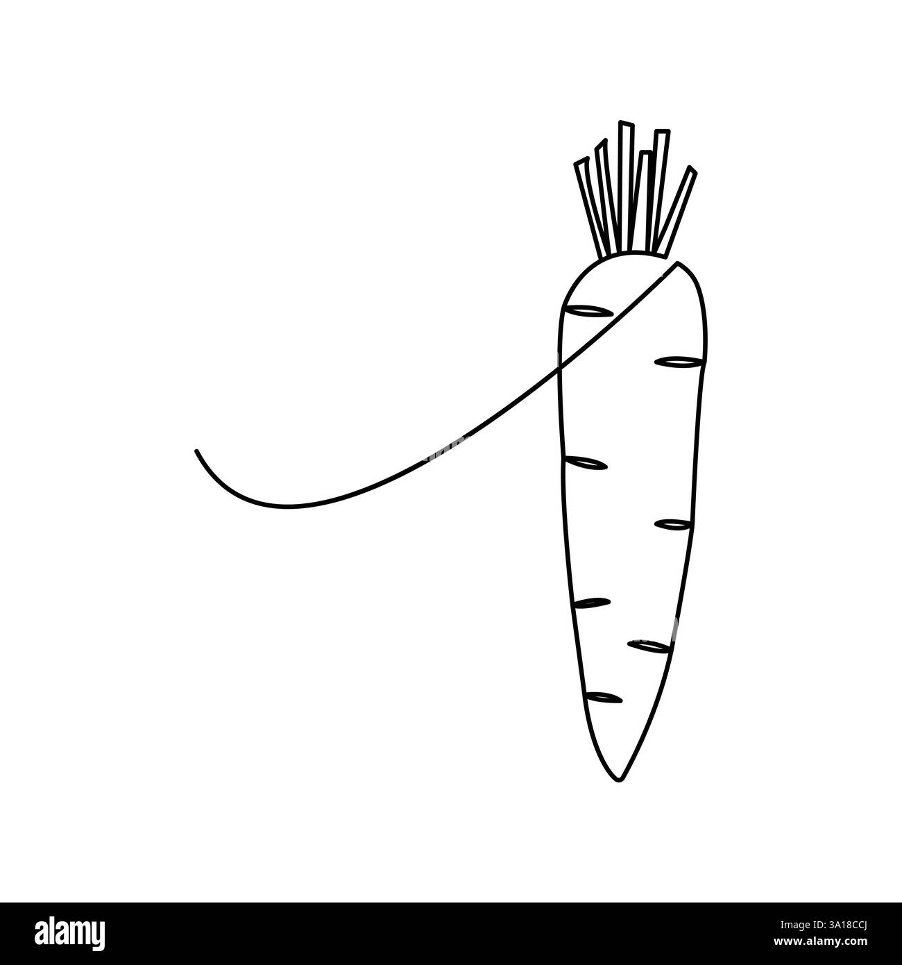 Einfache Karottengemüse durchgehende einzeilige Zeichnung der Karottenpflanze minimalistische Umrissvektor-Symbol Stock Vektor