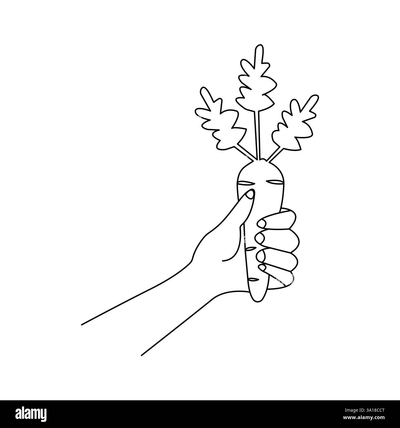 Einfache Karottengemüse durchgehende einzeilige Zeichnung der Karottenpflanze minimalistische Umrissvektor-Symbol Stock Vektor