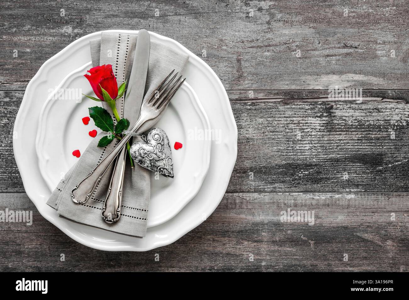 Valentinstag Tischplatz. Hintergrund der Feiertage Stockfoto