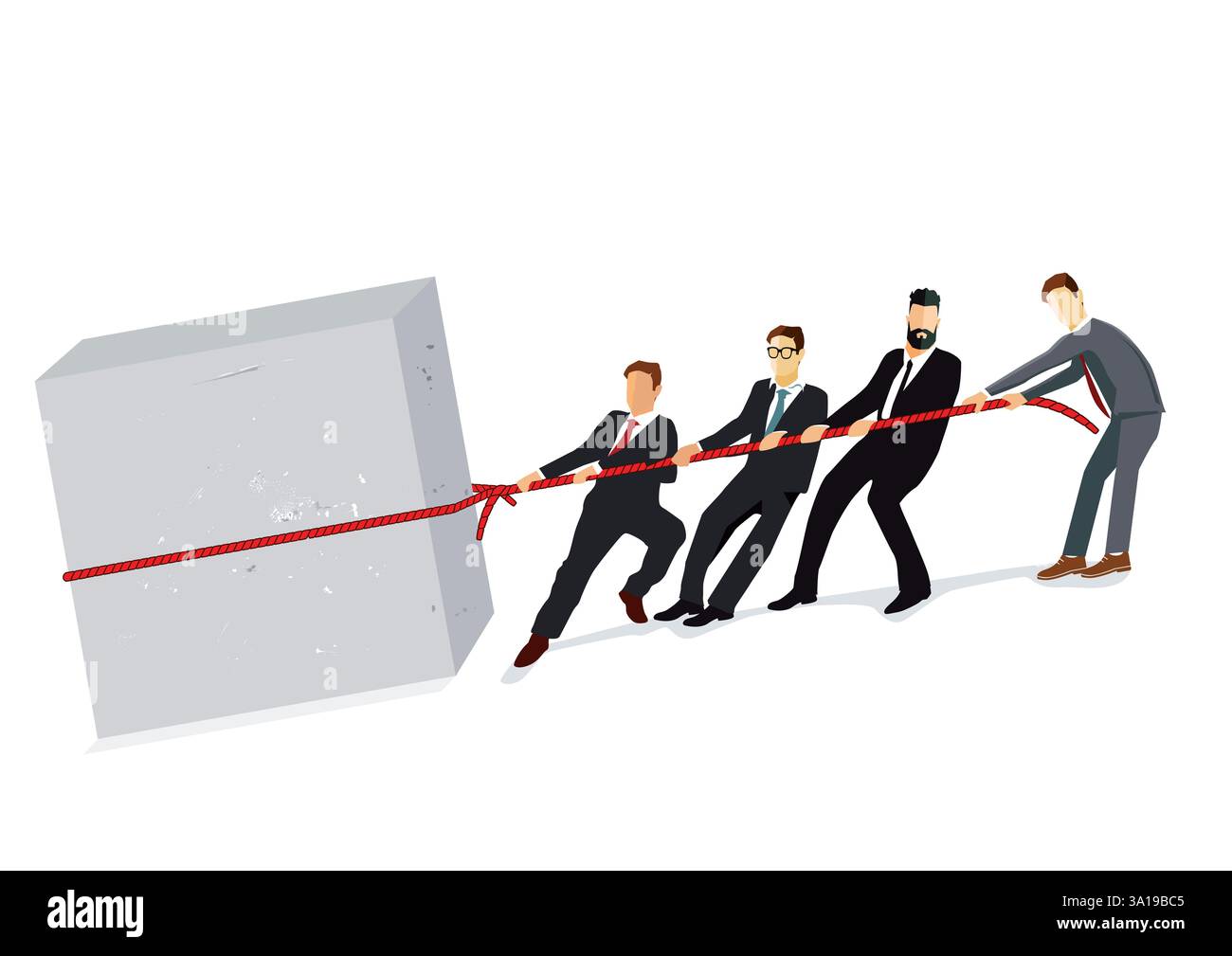 Ein Team von Geschäftsleuten zieht zusammen Stockfoto