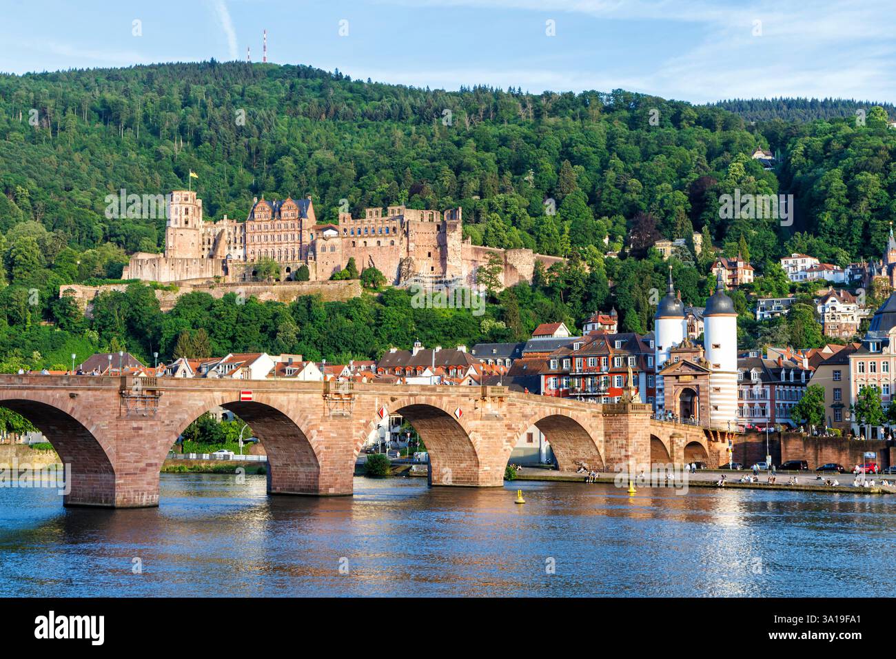 Heidelberg, Deutschland, Schloss, Neckar und Alte Brücke in Heidelberg, Deutschland. Stockfoto
