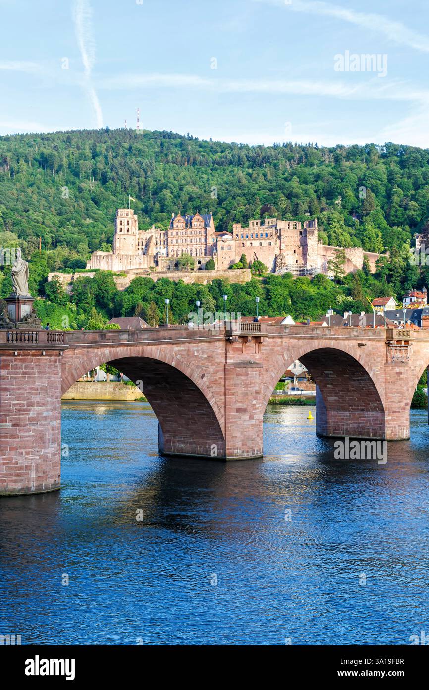 Heidelberg, Deutschland, Schloss, Neckar und Alte Brücke Porträt in Heidelberg. Stockfoto