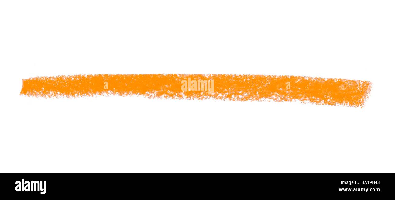 Lackierter isolierter Kreidestreifen in der Farbe Orange Stockfoto