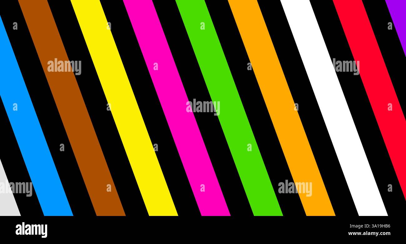 Schwarze Karte als Hintergrund mit diagonalen farbigen Streifen Stockfoto