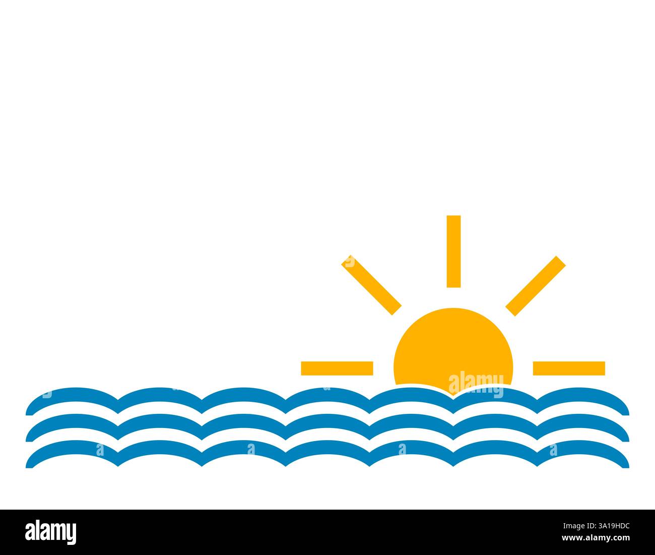 Sonne mit blauen Wellen und Textraum Stockfoto