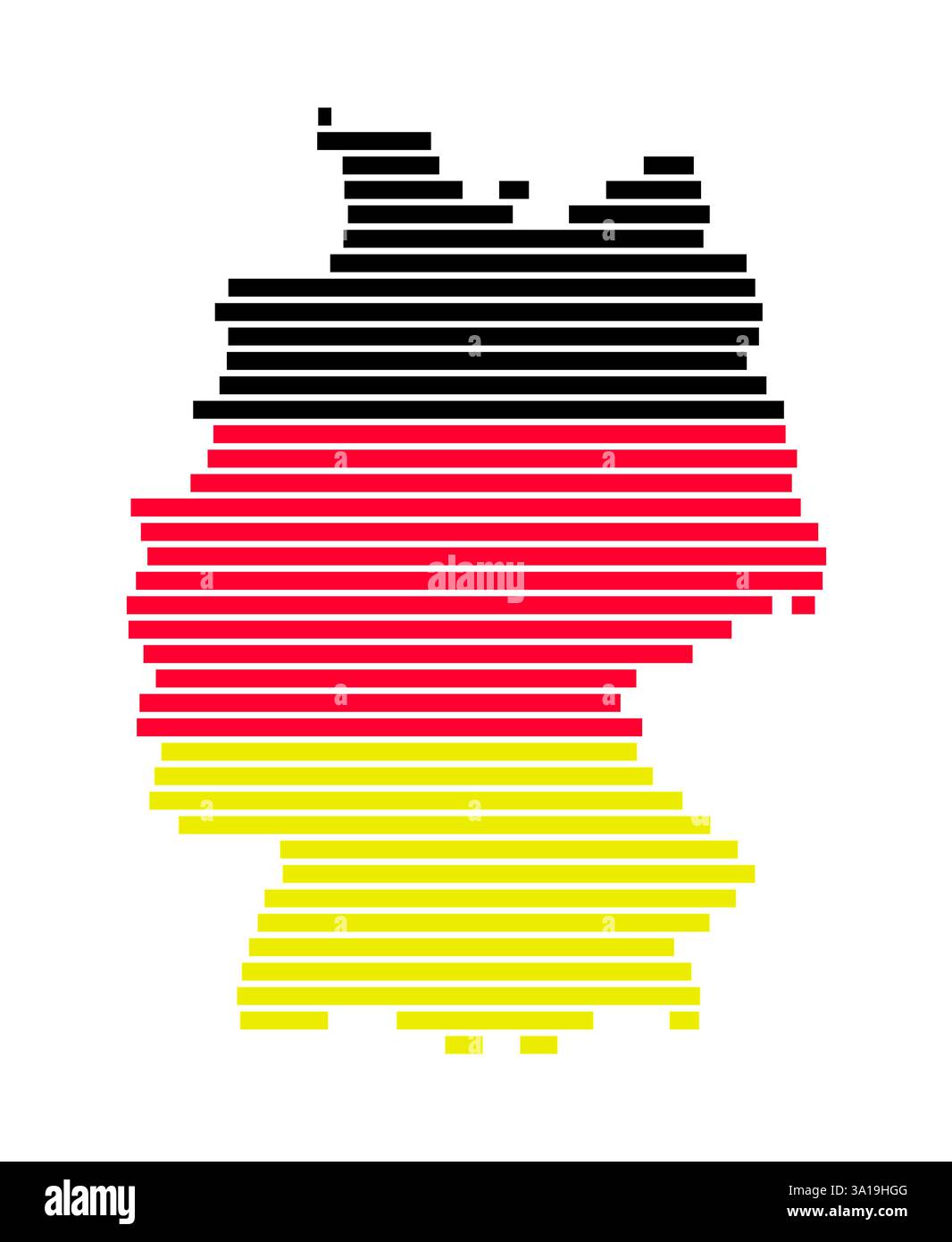 Karte von Deutschland aus Streifen in den Farben schwarz rot gelb Stockfoto