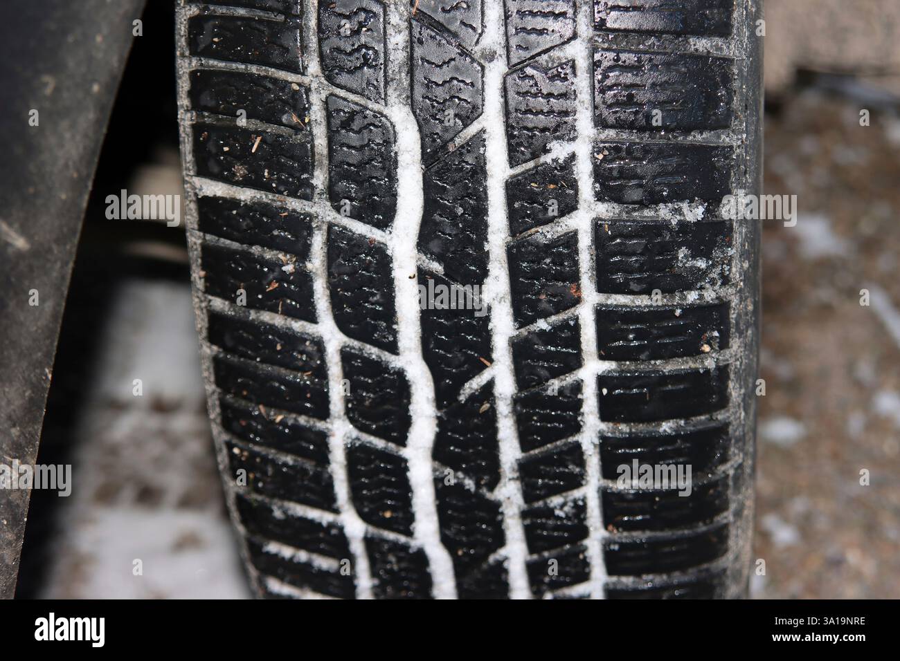 Winterreifen im Einsatz Stockfoto
