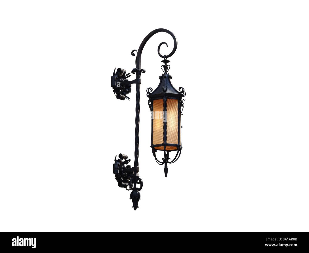 Vintage Straßenlaterne isoliert auf weißem Hintergrund Stockfoto