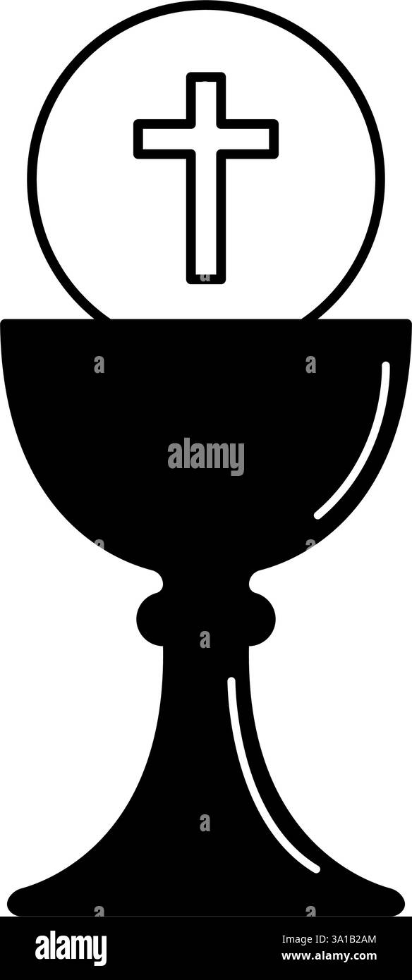 Silhouette eines Chalice und Wirts, christliches Symbol der Eucharistie. Vektorabbildung Stock Vektor