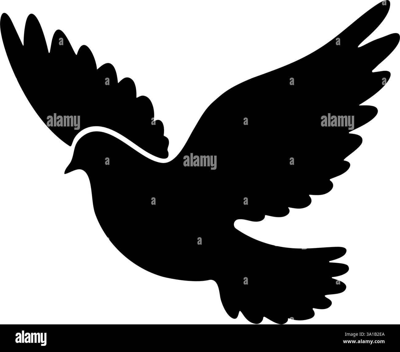 Einfache Silhouette einer Taube, die fliegt. Symbol des Heiligen Geistes. Illustration des flachen Vektors Stock Vektor