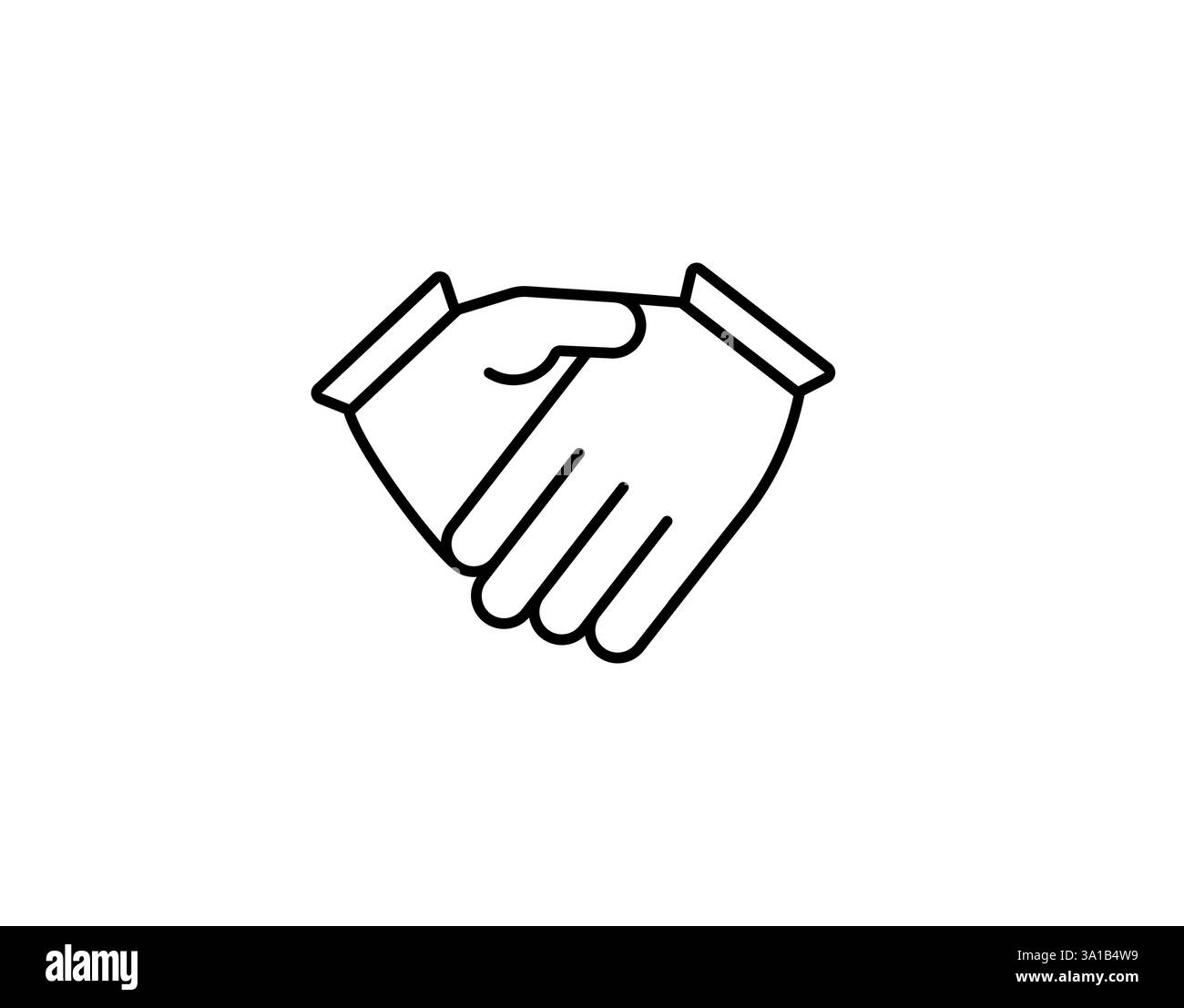 Einfaches Bild einer Handshake-Geste in minimalem Schwarz-weiß-Umriss Stock Vektor