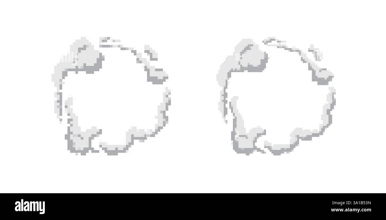Zwei wolkige kreisförmige Formen mit weichen Kanten und hellgrauen Details im digitalen Kunststil Stock Vektor