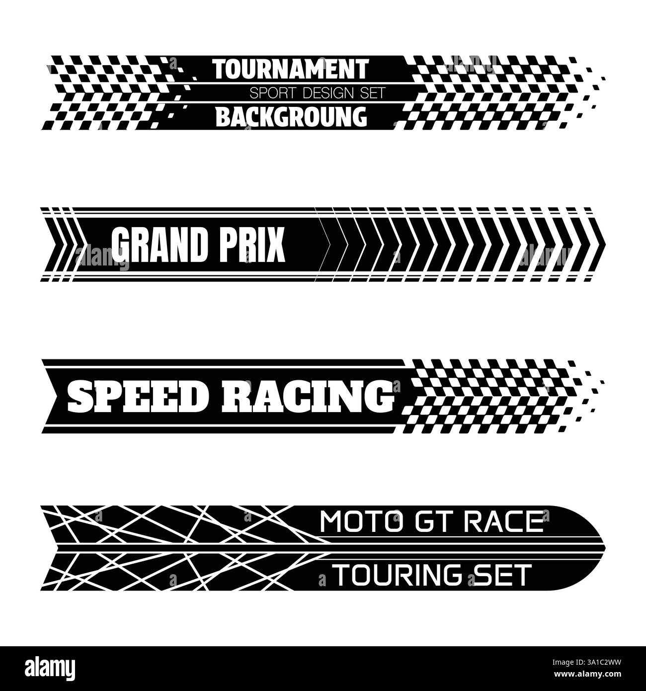Schwarz-weiße Aufkleber für Autorennen Stock Vektor
