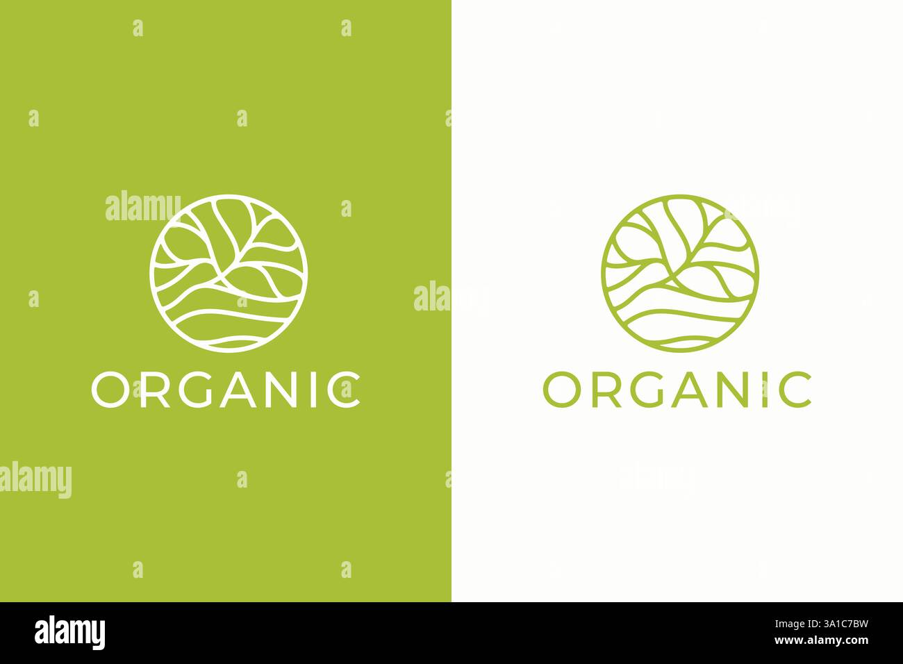 Modernes Bio-Logo-Design mit von der Natur inspirierten Elementen in einem grünen Kreisdesign Stock Vektor