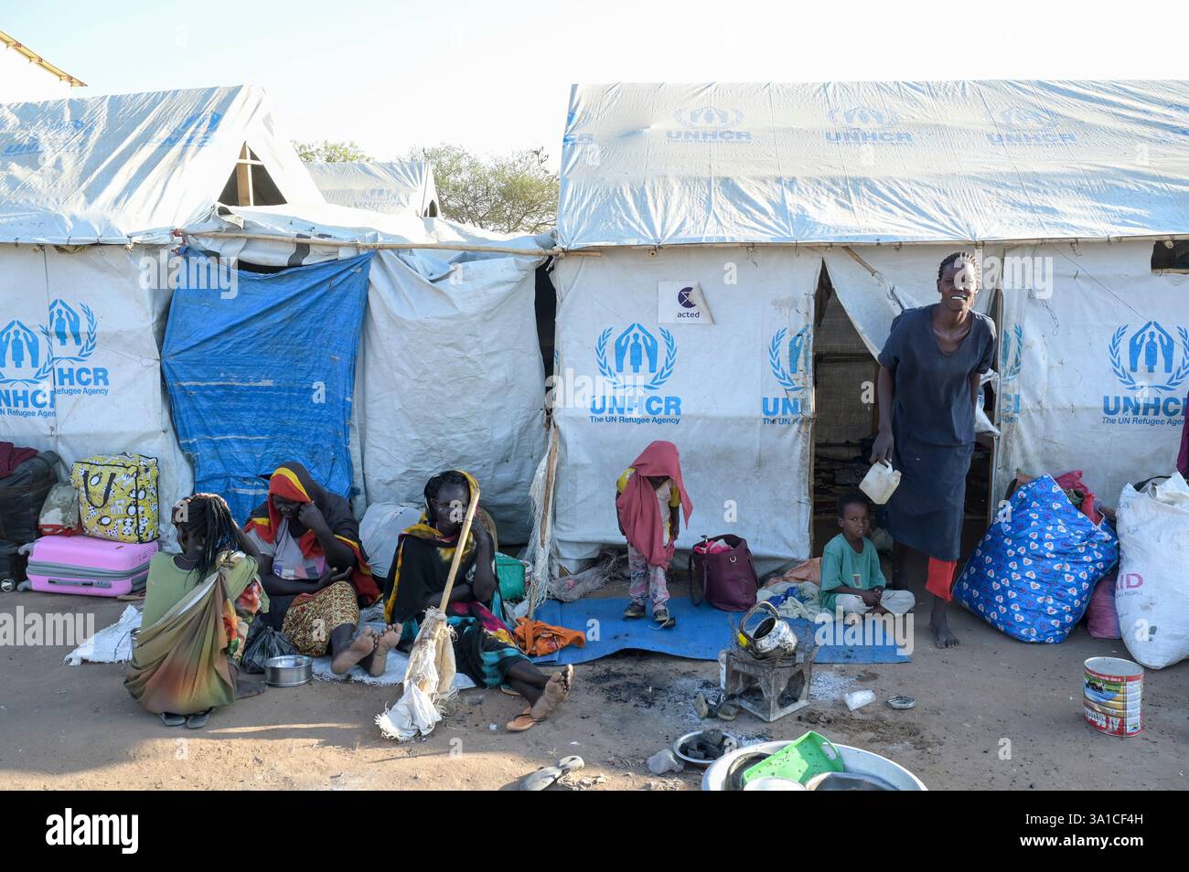 SÜDSUDAN, Oberer Nil, Stadt Renk, Flüchtlingslager bei Renk, die Stadt liegt in der Nähe zur Grenze zum Sudan, täglich kommen bis zu 2000 Tausend neue Flüchtlinge an Stockfoto