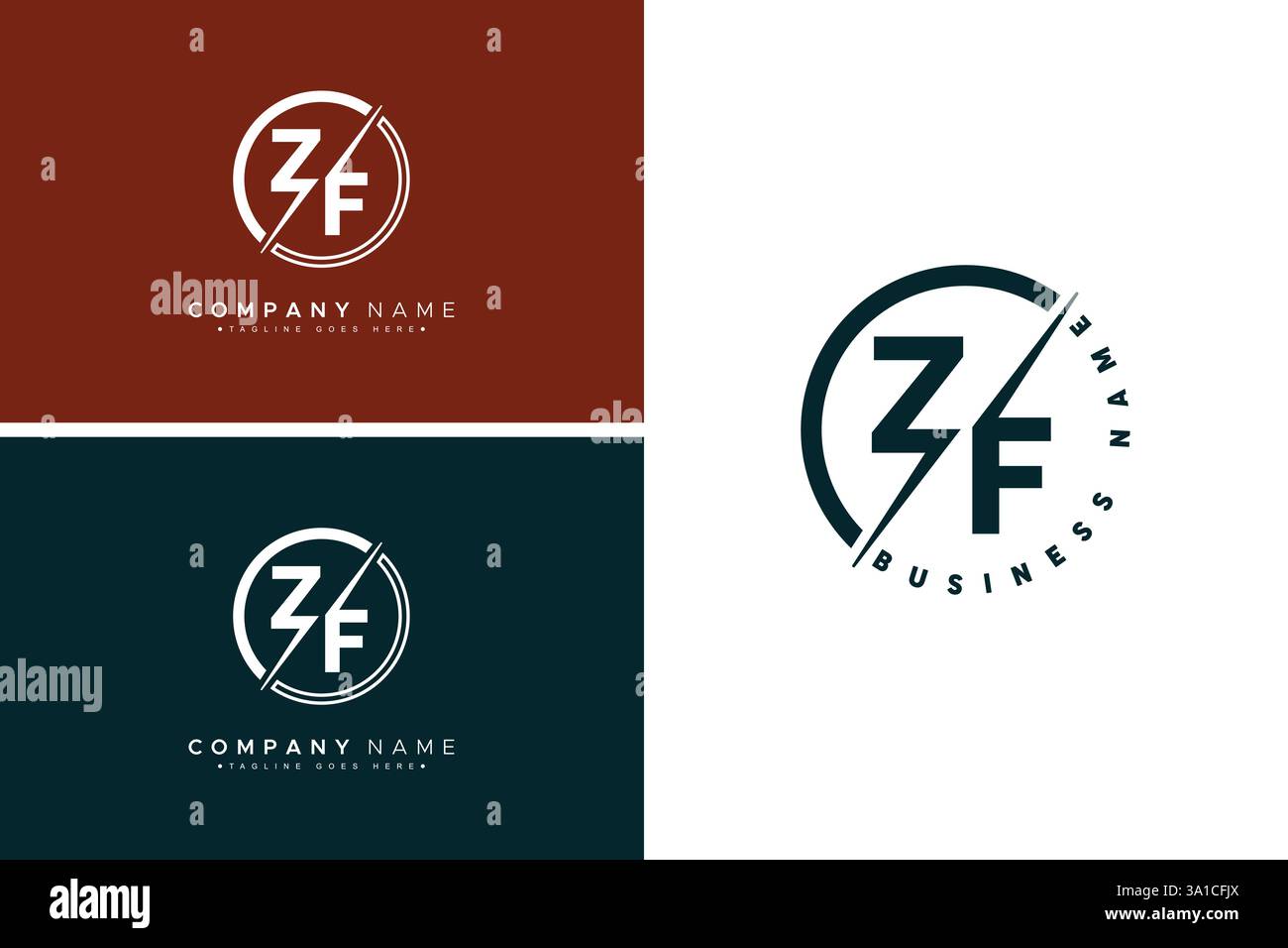 Abstraktes ZF-Logo – Initial Monogramm Template für Alphabet Z und F Stock Vektor