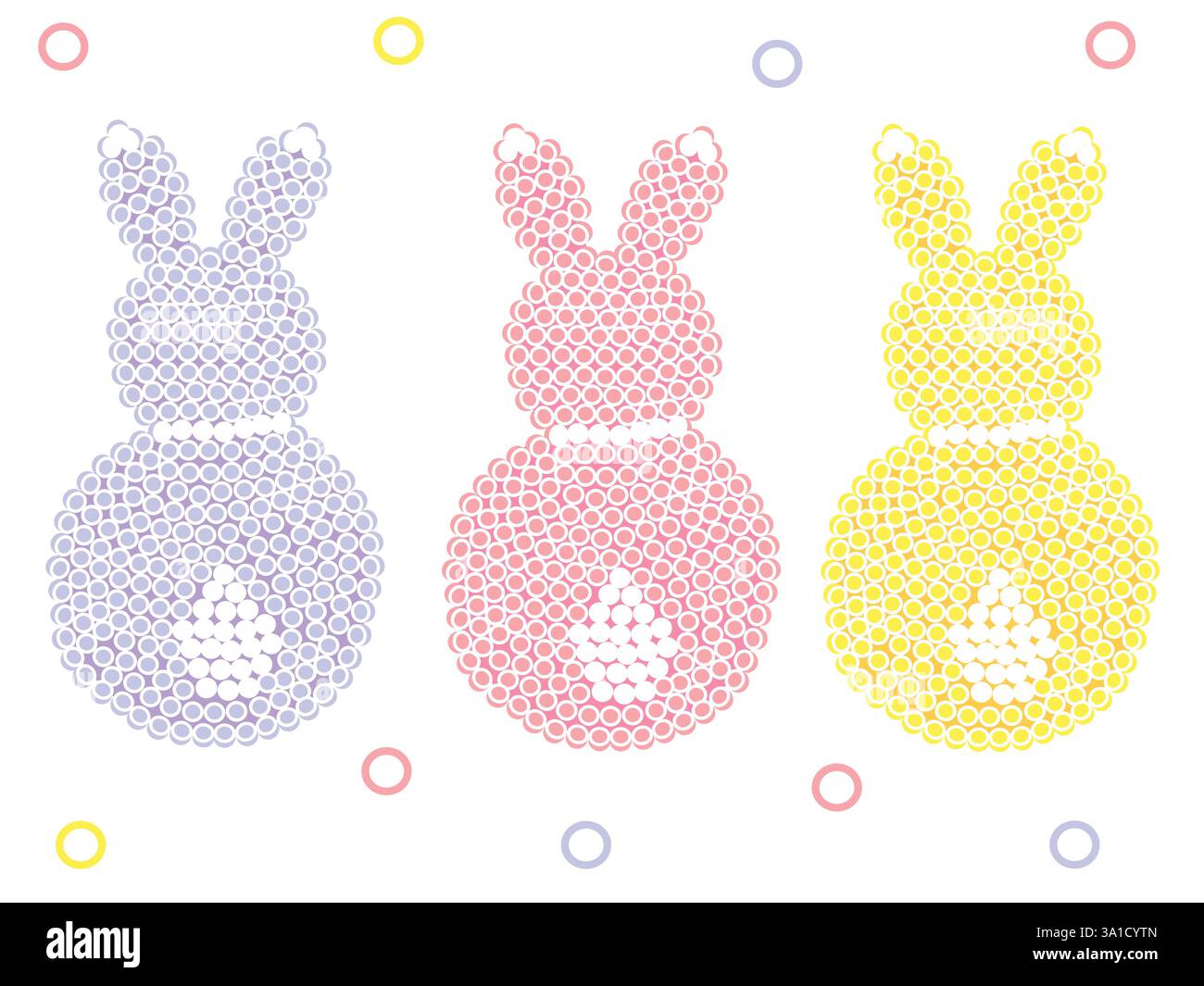 Mosaik von drei Osterkaninchen Stock Vektor
