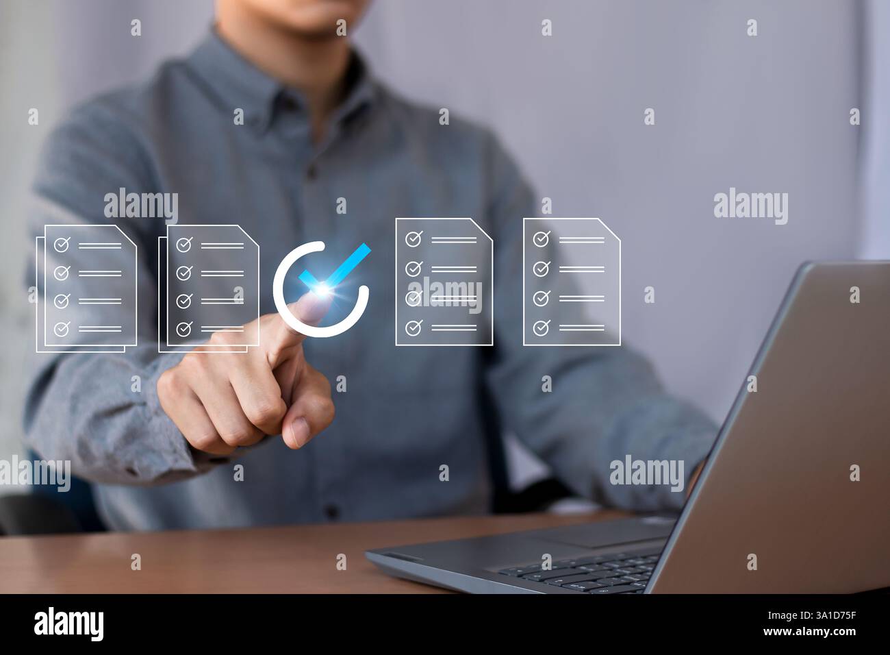 Konzepte und Checklisten für die Verwaltung von Geschäftsdokumenten Daten-Checkliste, Geschäftsentwicklung Schlüsselwörter Sprache: Englisch Stockfoto