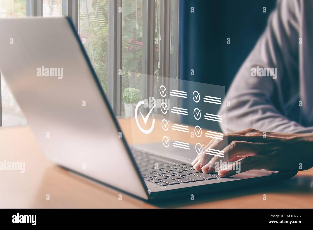 Konzepte und Checklisten für die Verwaltung von Geschäftsdokumenten Daten-Checkliste, Geschäftsentwicklung Schlüsselwörter Sprache: Englisch Stockfoto