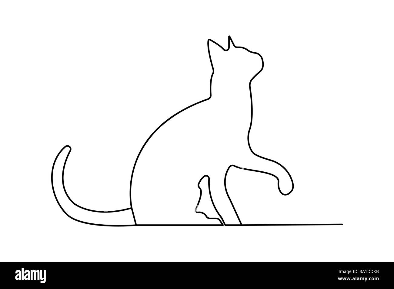 Durchgehende einzeilige Kunstzeichnung von Katze Haustier-Konzept Umrissvektor-Symbol Stock Vektor