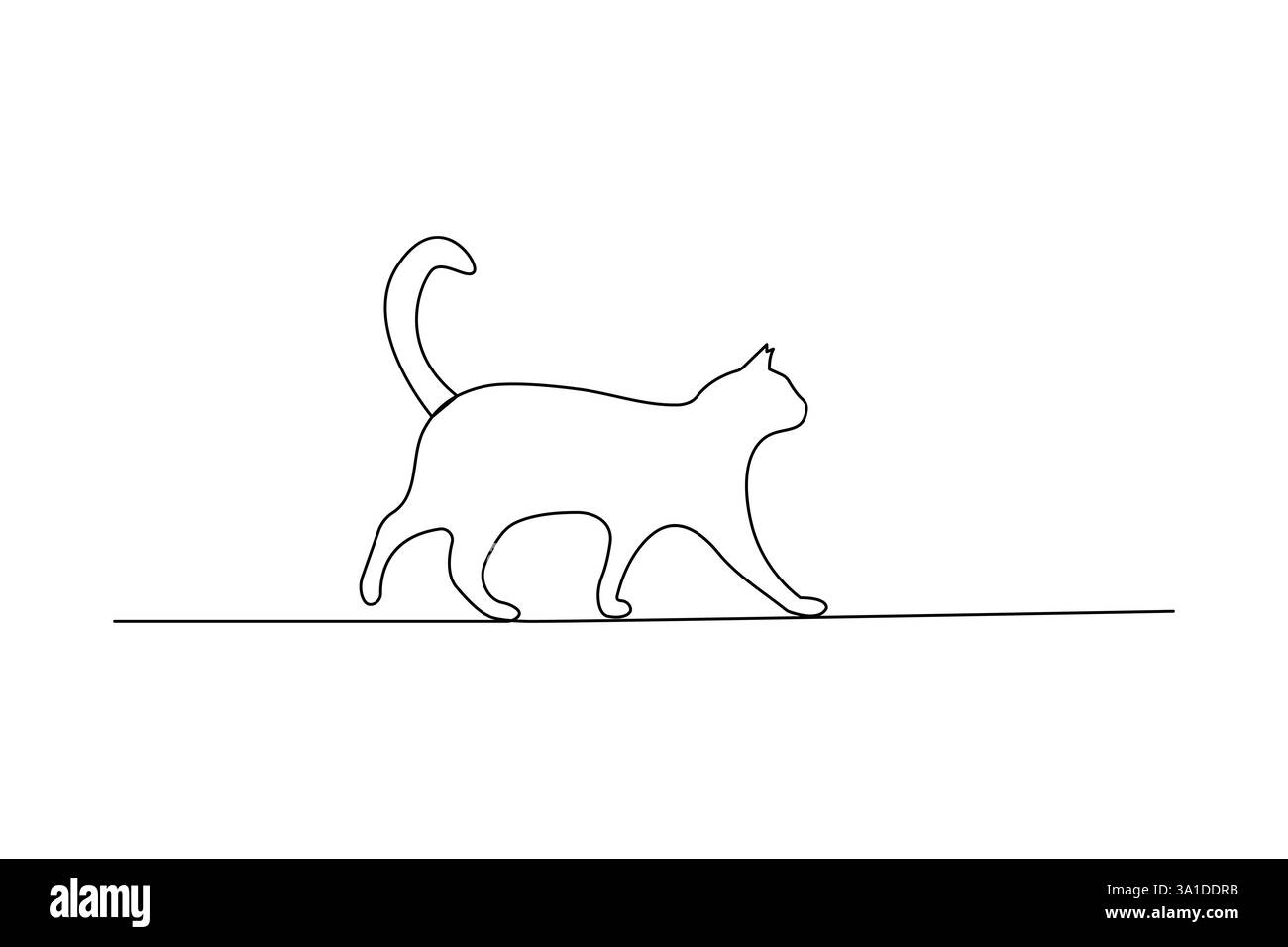 Durchgehende einzeilige Kunstzeichnung von Katze Haustier-Konzept Umrissvektor-Symbol Stock Vektor