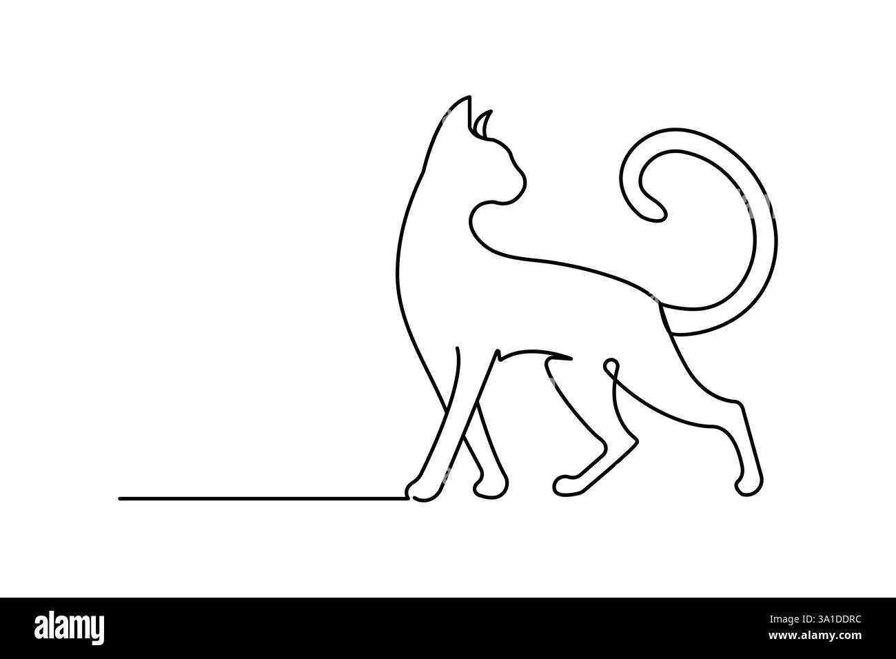 Durchgehende einzeilige Kunstzeichnung von Katze Haustier-Konzept Umrissvektor-Symbol Stock Vektor