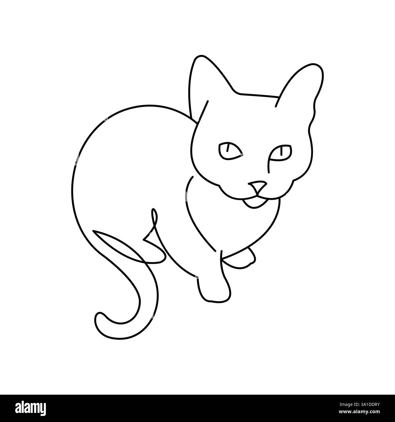 Durchgehende einzeilige Kunstzeichnung von Katze Haustier-Konzept Umrissvektor-Symbol Stock Vektor
