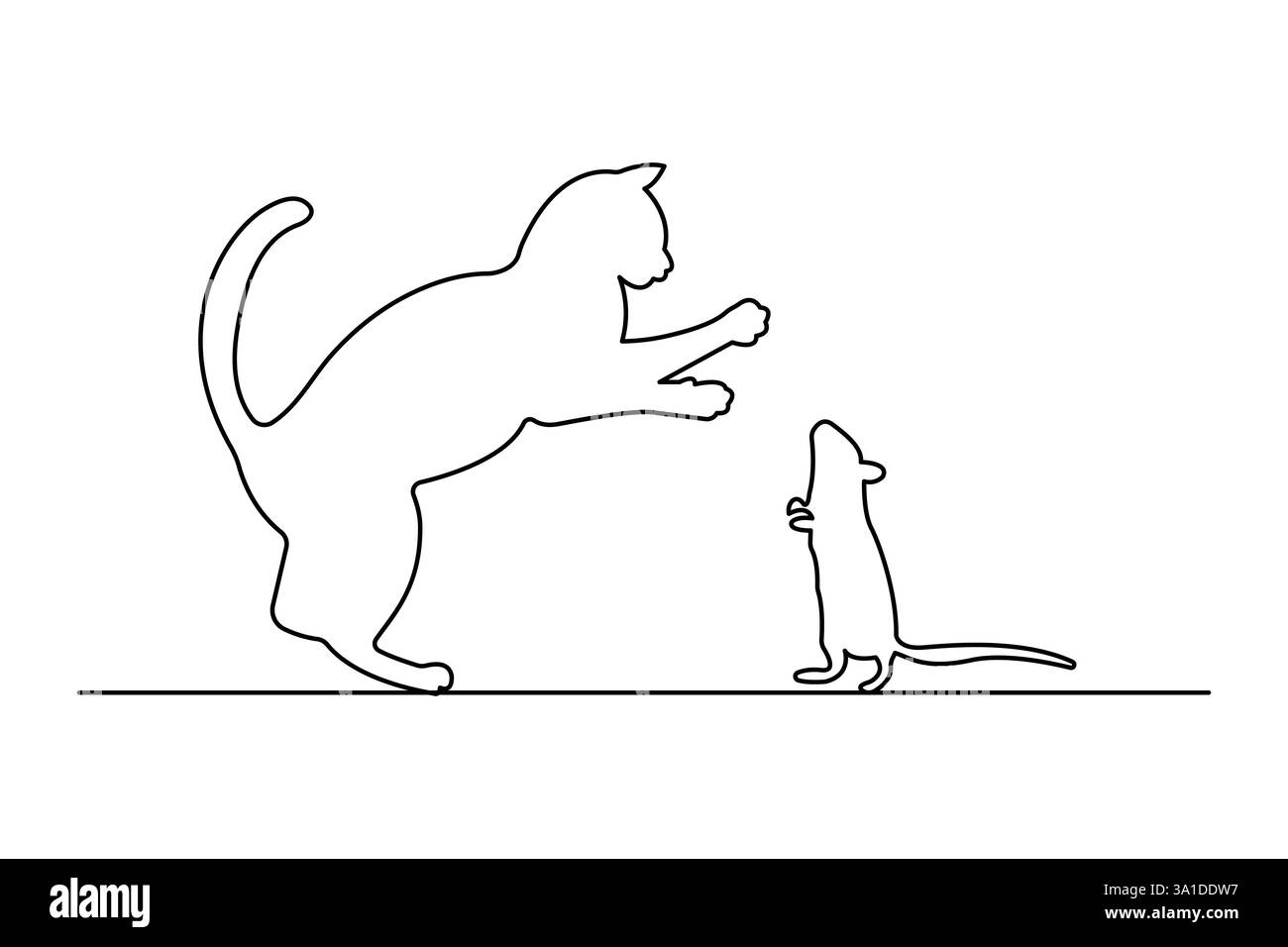 Durchgehende einzeilige Kunstzeichnung von Katze Haustier-Konzept Umrissvektor-Symbol Stock Vektor