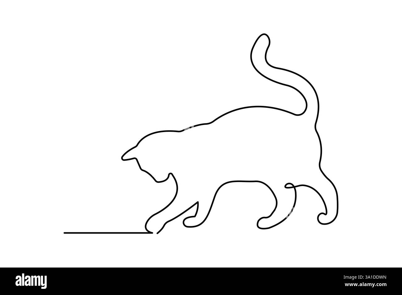 Durchgehende einzeilige Kunstzeichnung von Katze Haustier-Konzept Umrissvektor-Symbol Stock Vektor