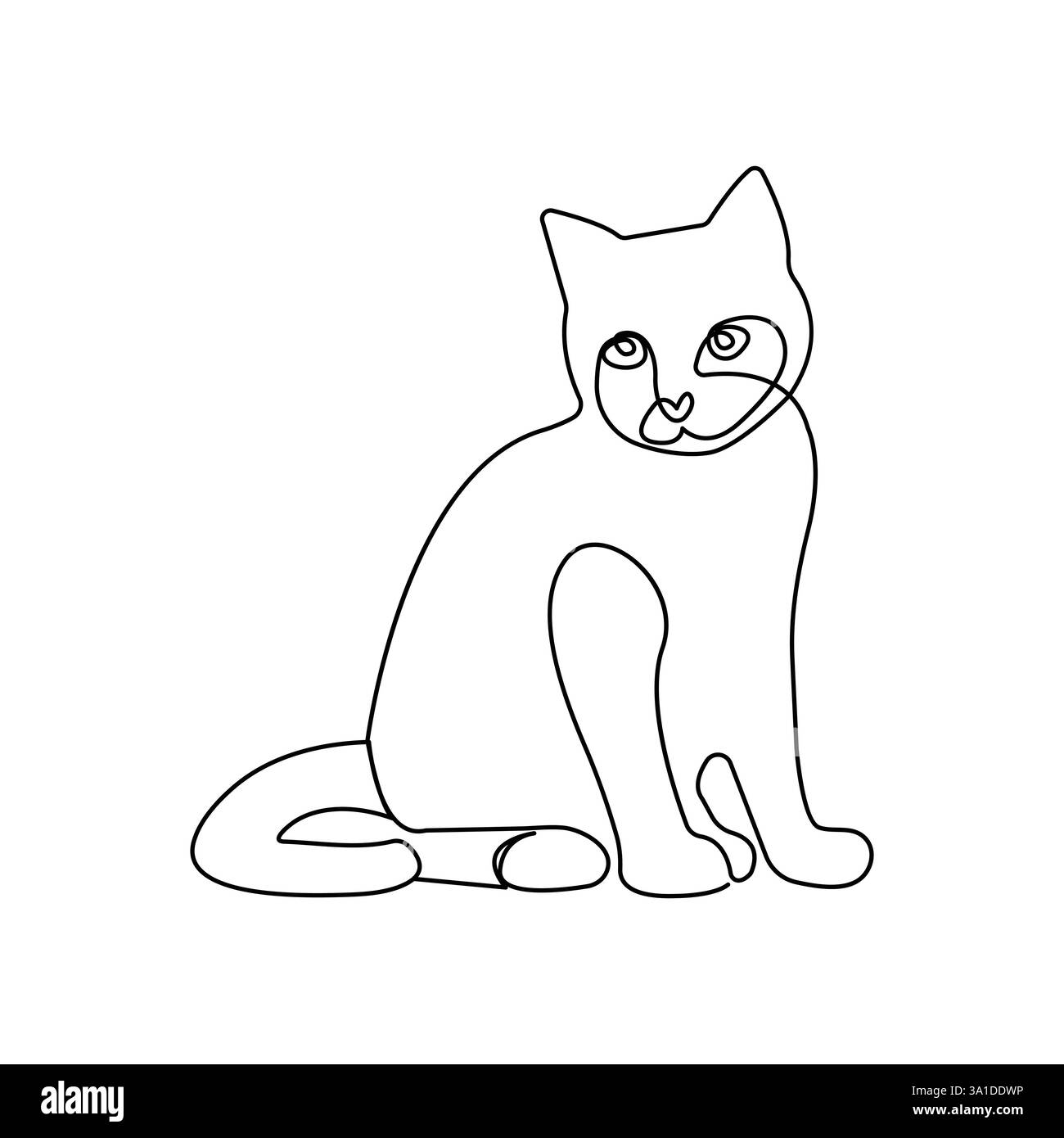 Durchgehende einzeilige Kunstzeichnung von Katze Haustier-Konzept Umrissvektor-Symbol Stock Vektor