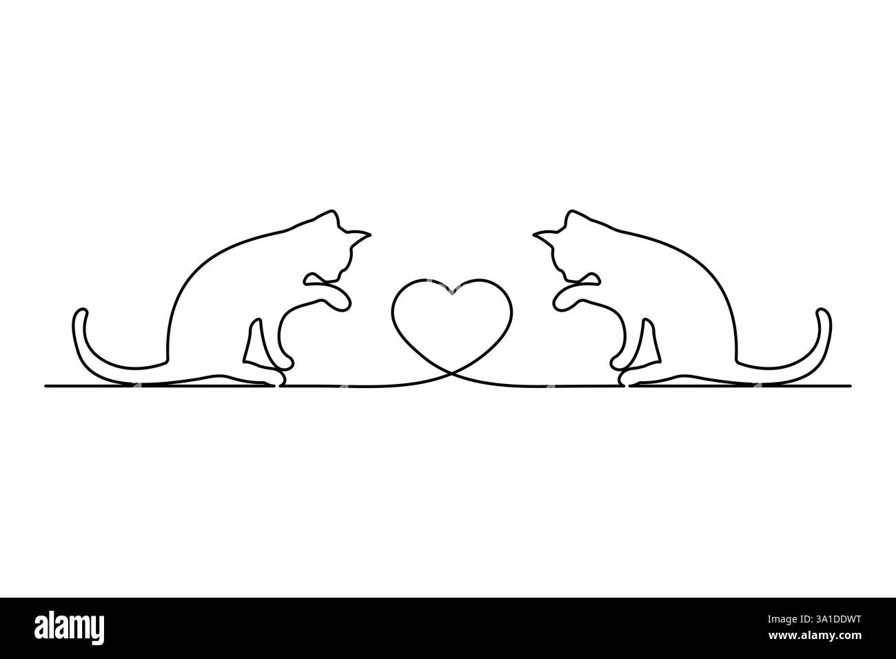 Durchgehende einzeilige Kunstzeichnung von Katze Haustier-Konzept Umrissvektor-Symbol Stock Vektor