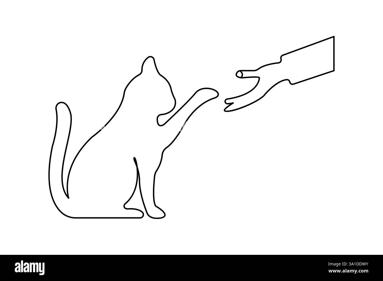 Durchgehende einzeilige Kunstzeichnung von Katze Haustier-Konzept Umrissvektor-Symbol Stock Vektor