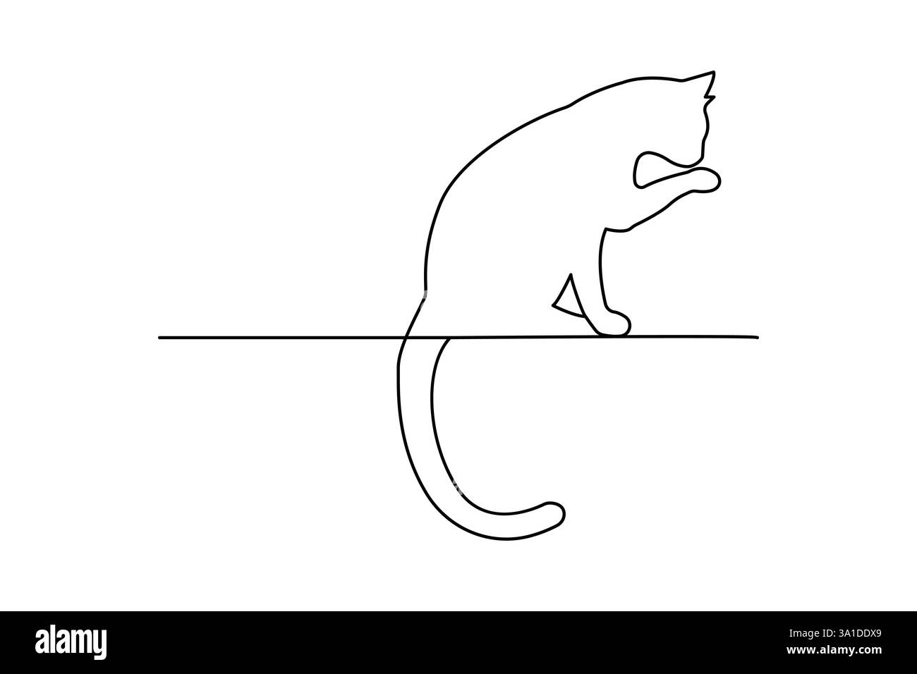 Durchgehende einzeilige Kunstzeichnung von Katze Haustier-Konzept Umrissvektor-Symbol Stock Vektor