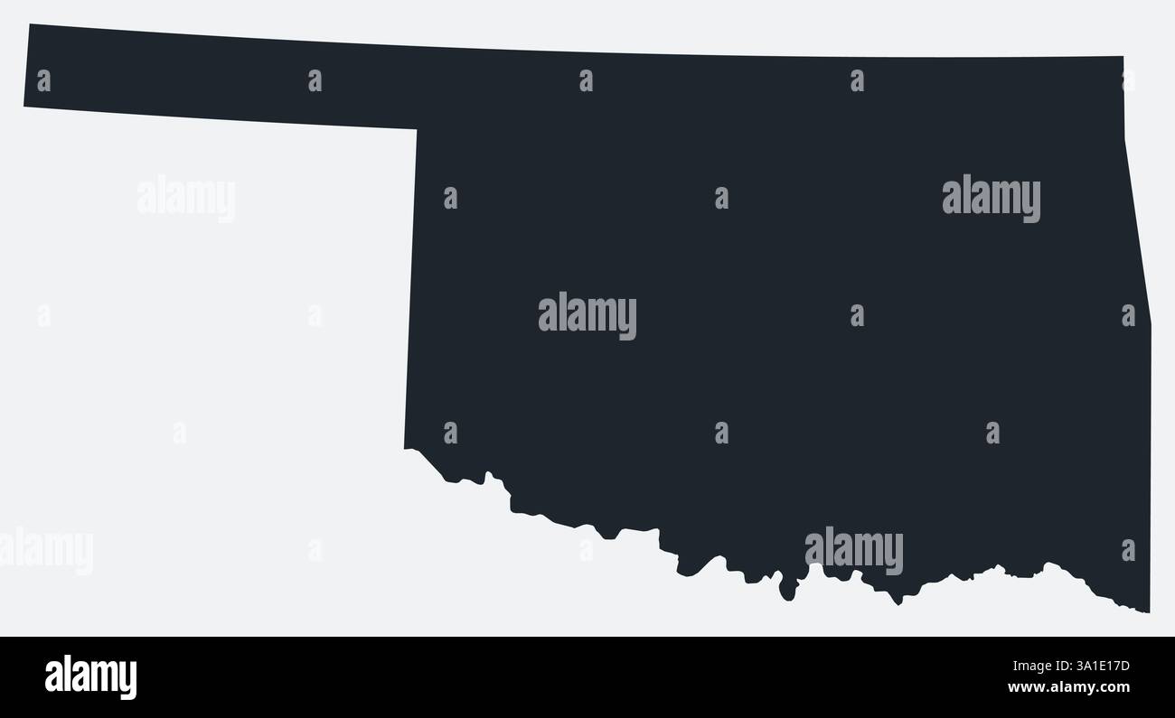 Oklahoma Karte. Nur eine einfache Grenzkarte. Form des Status. Flacher leerer Oklahoma-Umriss. Abbildung der Vektorbegrenzung. Stock Vektor